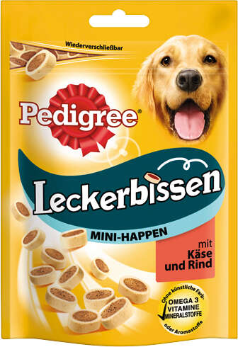 Pedigree Hundeleckerlis Leckerbissen Mini-Happen Käse und Rind